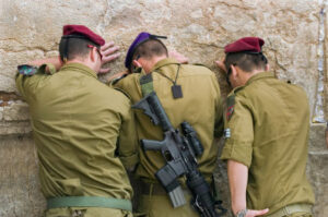 IDF soldiers praying at the Western Wall